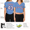 Custom Women's Light Blue White Royal-Red V-Neck Cropped Baseball Jersey