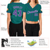 Custom Women's Aqua Purple-White V-Neck Cropped Baseball Jersey