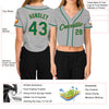 Custom Women's Gray Kelly Green-Old Gold V-Neck Cropped Baseball Jersey