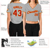 Custom Women's Gray Red-Gold V-Neck Cropped Baseball Jersey