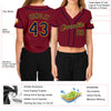 Custom Women's Crimson Navy-Gold V-Neck Cropped Baseball Jersey