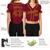 Custom Women's Crimson Crimson-Gold V-Neck Cropped Baseball Jersey