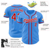 Custom Electric Blue Red-White Authentic Baseball Jersey