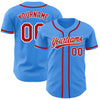 Custom Electric Blue Red-White Authentic Baseball Jersey