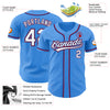 Custom Electric Blue White Royal-Red Authentic Baseball Jersey