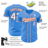 Custom Electric Blue White-Orange Authentic Baseball Jersey