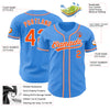 Custom Electric Blue Orange-White Authentic Baseball Jersey