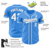 Custom Electric Blue White-Gray Authentic Baseball Jersey