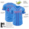 Custom Electric Blue Purple-White Authentic Baseball Jersey