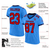 Custom Powder Blue Red-Navy Mesh Authentic Football Jersey