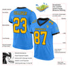 Custom Powder Blue Gold-Black Mesh Authentic Football Jersey