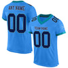 Custom Powder Blue Navy Gray-Teal Mesh Authentic Football Jersey