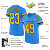 Custom Powder Blue Gold-Black Mesh Authentic Football Jersey