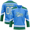 Custom Powder Blue White-Kelly Green Hockey Lace Neck Jersey