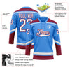 Custom Powder Blue White-Maroon Hockey Lace Neck Jersey