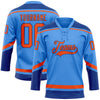 Custom Powder Blue Orange-Royal Hockey Lace Neck Jersey