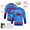 Custom Powder Blue Red-Royal Hockey Lace Neck Jersey