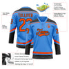 Custom Powder Blue Orange-Black Hockey Lace Neck Jersey