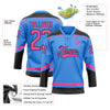 Custom Powder Blue Pink-Black Hockey Lace Neck Jersey