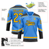 Custom Powder Blue Gold-Black Hockey Lace Neck Jersey