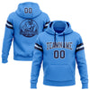 Custom Stitched Powder Blue Navy-White Football Pullover Sweatshirt Hoodie