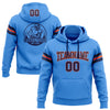 Custom Stitched Powder Blue Navy-Orange Football Pullover Sweatshirt Hoodie