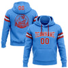 Custom Stitched Powder Blue Red-White Football Pullover Sweatshirt Hoodie