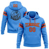 Custom Stitched Powder Blue Orange-Black Football Pullover Sweatshirt Hoodie