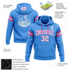 Custom Stitched Powder Blue White-Pink Football Pullover Sweatshirt Hoodie