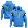 Custom Stitched Powder Blue Green-White Football Pullover Sweatshirt Hoodie