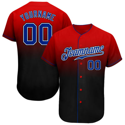 Custom Red Royal-Black Authentic Fade Fashion Baseball Jersey