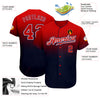 Custom Navy Red-White Authentic Fade Fashion Baseball Jersey