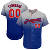 Custom Gray Red-Royal Authentic Fade Fashion Baseball Jersey