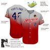 Custom Gray Navy-Red Authentic Fade Fashion Baseball Jersey