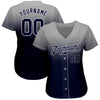 Custom Gray Navy-White Authentic Fade Fashion Baseball Jersey