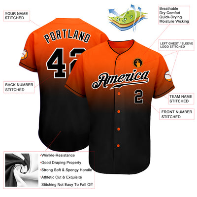 Custom Fade Fashion Baseball Jersey Orange Black-White Authentic - FansIdea