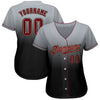 Custom Gray Crimson-Black Authentic Fade Fashion Baseball Jersey