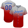 Custom Gray Royal-Red Authentic Fade Fashion Baseball Jersey