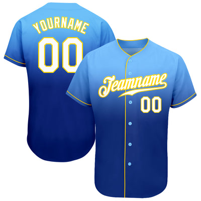 Custom Light Blue Baseball Jersey White-Royal Authentic - FansIdea