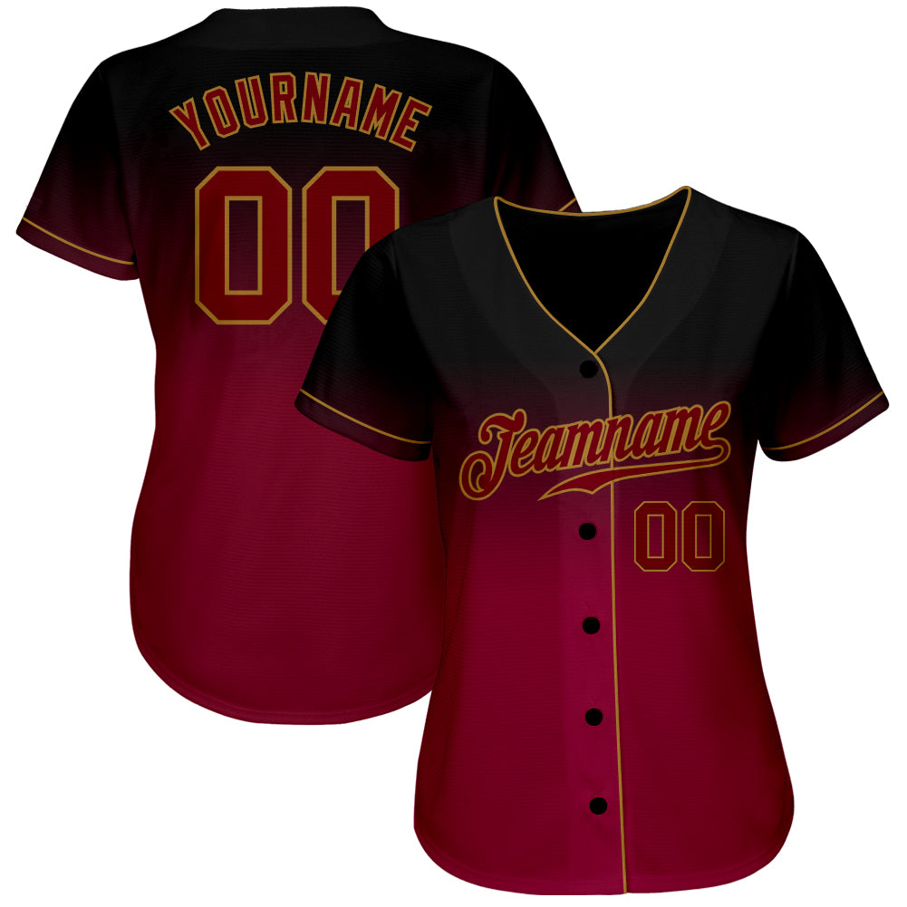 Custom Gold Black-Orange Authentic Fade Fashion Baseball Jersey Discount