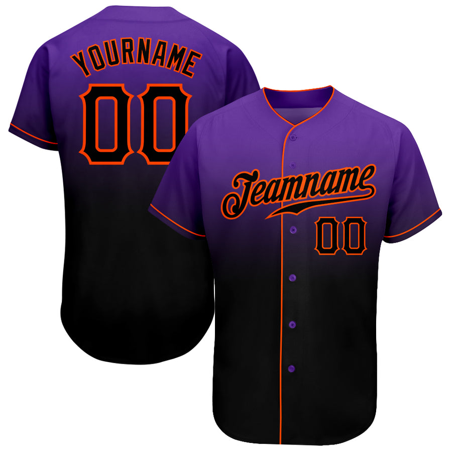 Custom Gold Black-Orange Authentic Fade Fashion Baseball Jersey Discount