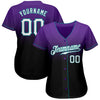 Custom Purple White-Black Authentic Fade Fashion Baseball Jersey