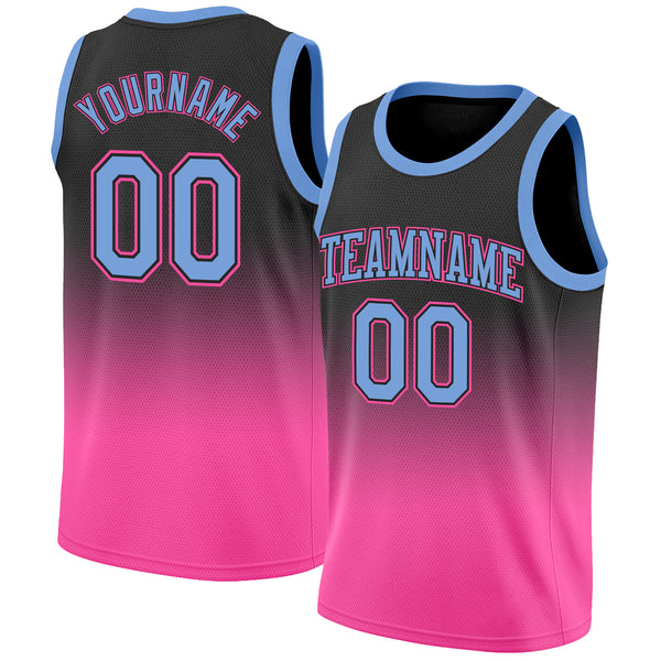 Custom Light Blue White-Gold Authentic Fade Fashion Basketball Jersey  Discount