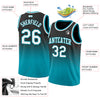 Custom Black White-Teal Authentic Fade Fashion Basketball Jersey