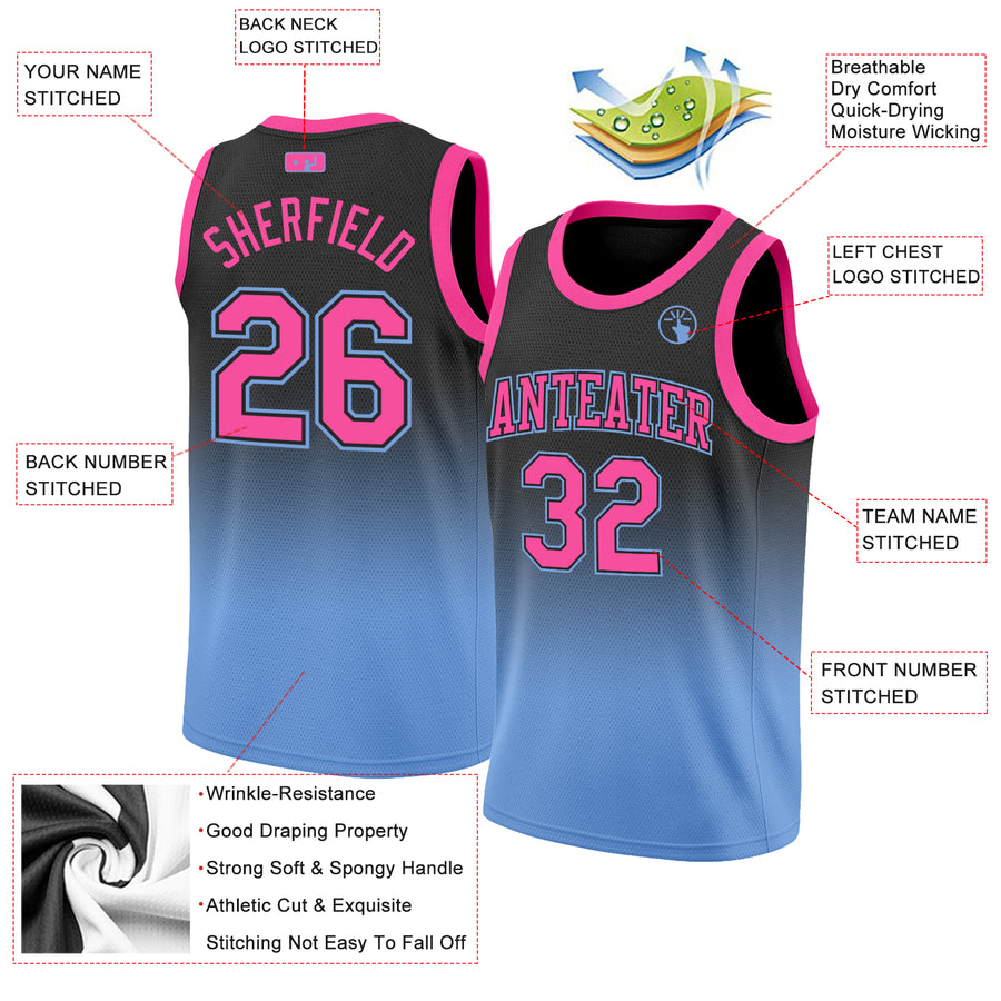 Custom Pink Blue Gradient Fashion Sets Basketball Jersey