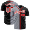 Custom Black Red Gray-White Authentic Gradient Fashion Baseball Jersey