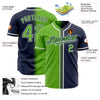 Custom Navy Neon Green-White Authentic Gradient Fashion Baseball Jersey