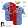 Custom Light Blue Red-White Authentic Gradient Fashion Baseball Jersey