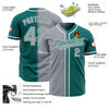 Custom Teal Gray-White Authentic Gradient Fashion Baseball Jersey