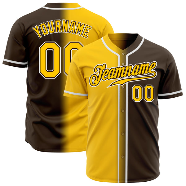 Custom White Baseball Jersey Yellow-Black Authentic - FansIdea